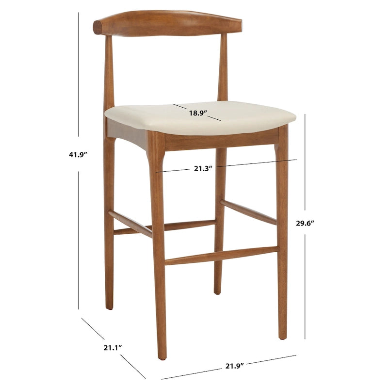 Retro 30-Inch Bar Stool with Curved Bentwood Back – 22"W x 21"D x 42"H