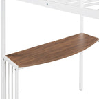 Twin Over Full Metal Bunk Bed with Desk, Ladder and Metal Slats