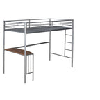 Twin Over Full Metal Bunk Bed with Desk, Ladder and Metal Slats