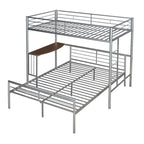 Twin Over Full Metal Bunk Bed with Desk, Ladder and Metal Slats