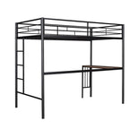 Twin Over Full Metal Bunk Bed with Desk, Ladder and Metal Slats