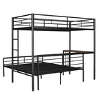 Twin Over Full Metal Bunk Bed with Desk, Ladder and Metal Slats