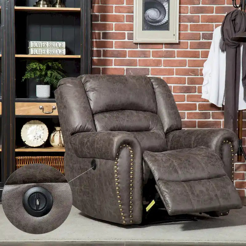 Manual Recliner Chair with Padded Armrests