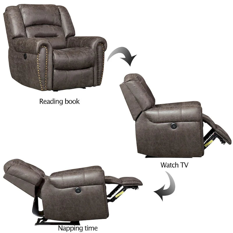 Manual Recliner Chair with Padded Armrests