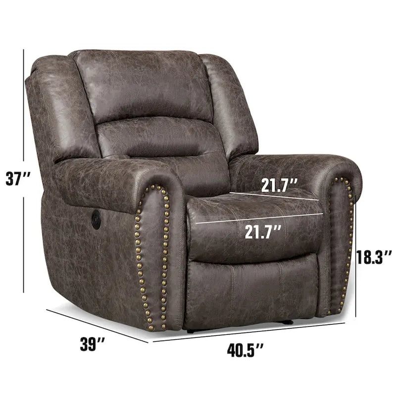 Manual Recliner Chair with Padded Armrests