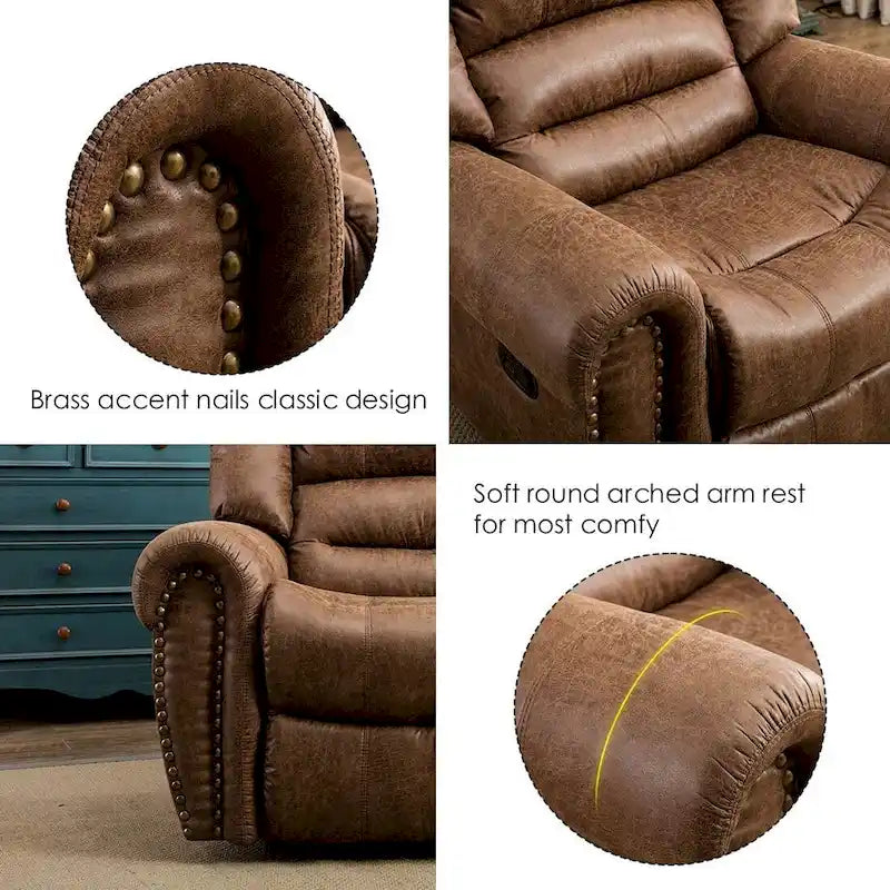 Manual Recliner Chair with Padded Armrests
