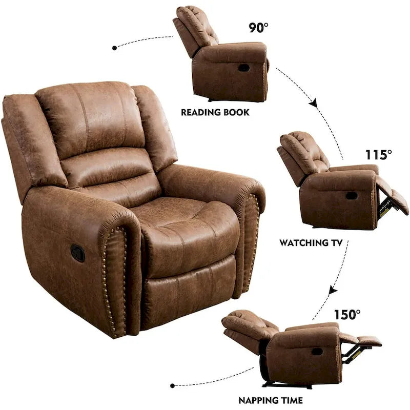 Manual Recliner Chair with Padded Armrests
