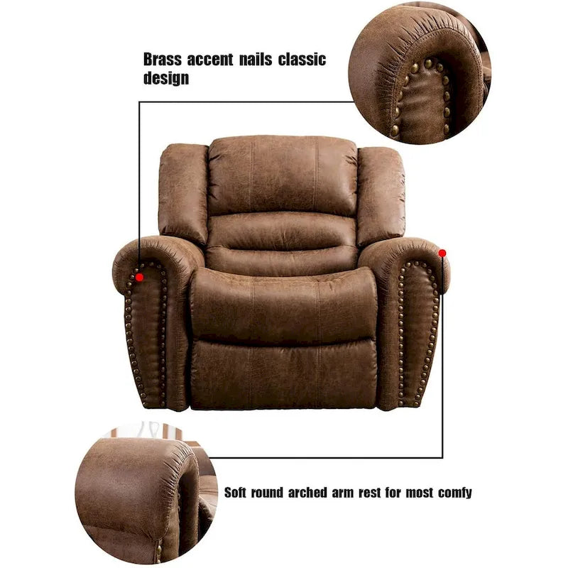 Manual Recliner Chair with Padded Armrests