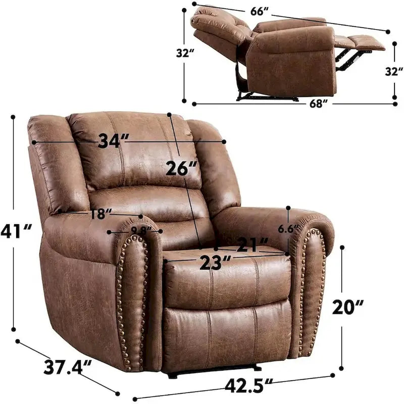 Manual Recliner Chair with Padded Armrests