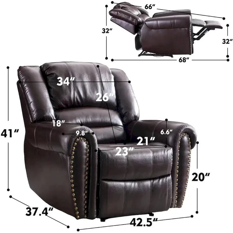 Manual Recliner Chair with Padded Armrests
