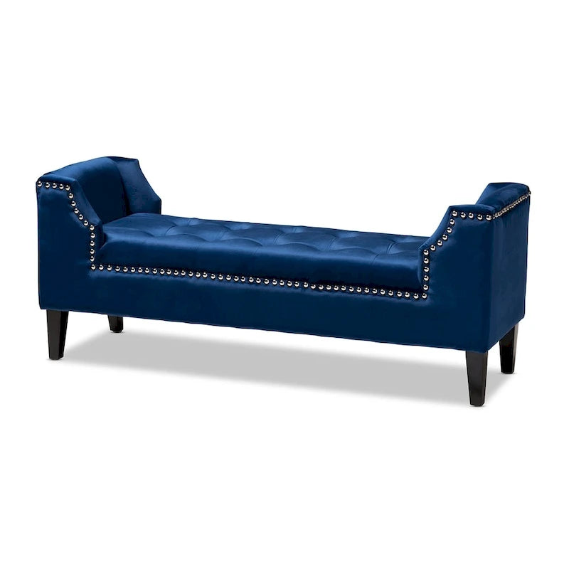 Upholstered Velvet Bench with Wood Legs