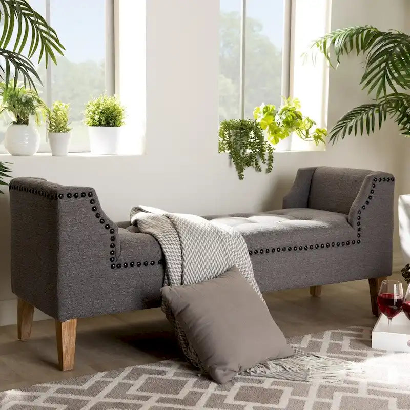 Upholstered Velvet Bench with Wood Legs