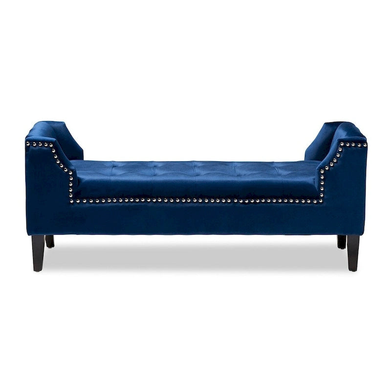 Upholstered Velvet Bench with Wood Legs