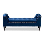 Upholstered Velvet Bench with Wood Legs
