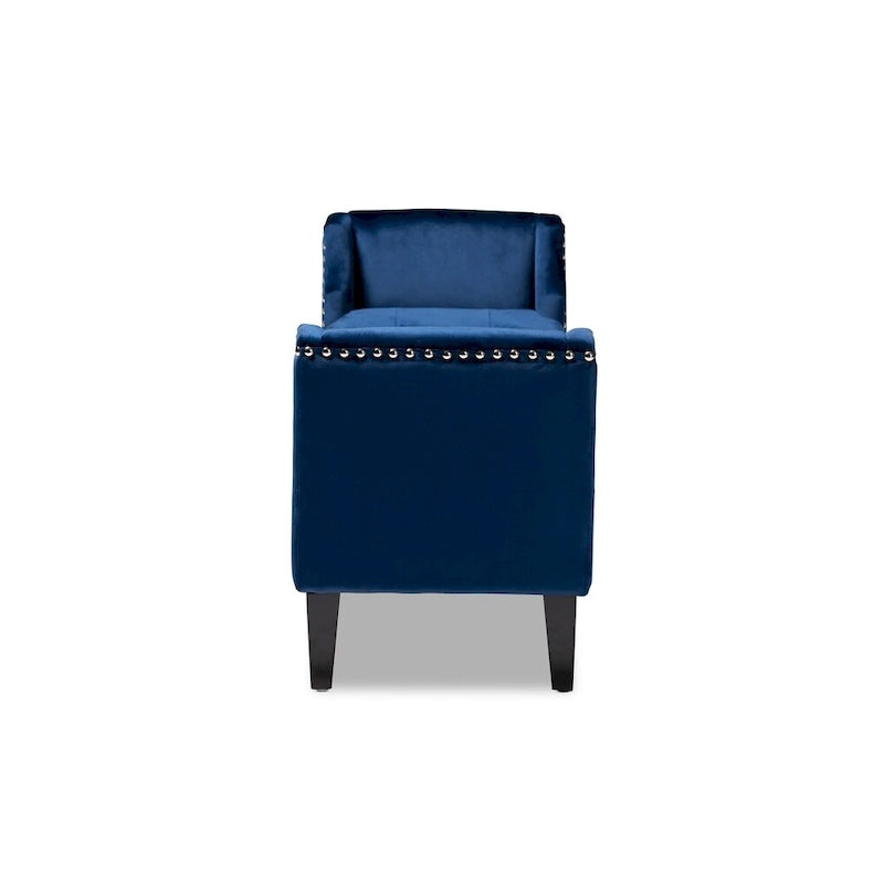 Upholstered Velvet Bench with Wood Legs