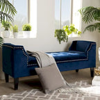 Upholstered Velvet Bench with Wood Legs