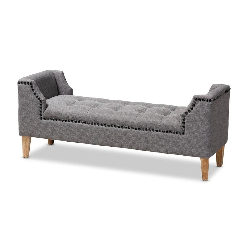 Upholstered Velvet Bench with Wood Legs