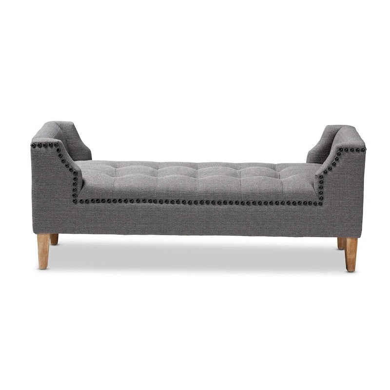 Upholstered Velvet Bench with Wood Legs