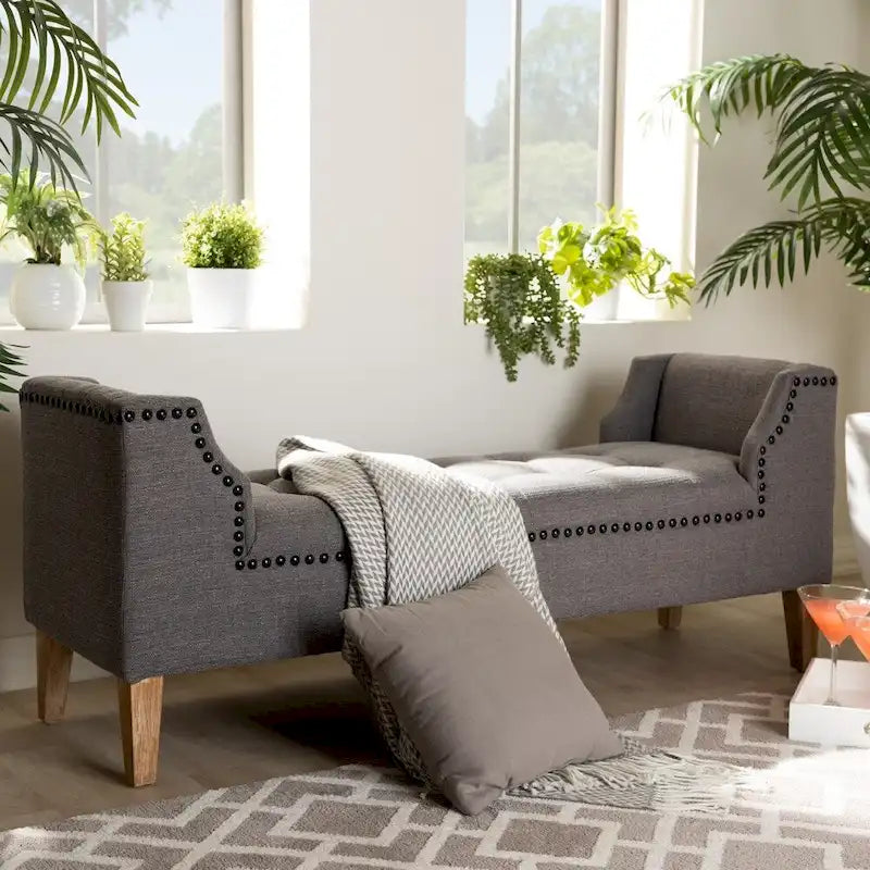Upholstered Velvet Bench with Wood Legs