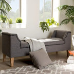 Upholstered Velvet Bench with Wood Legs