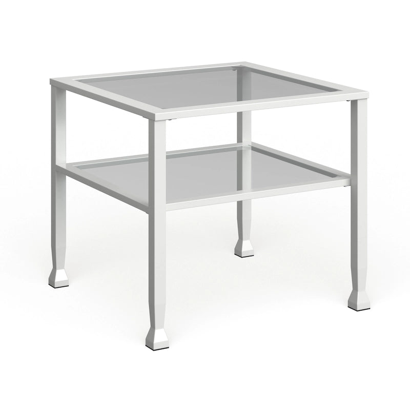 Two-Tier Metal & Glass Cocktail Table with Shelf