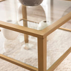 Two-Tier Metal & Glass Cocktail Table with Shelf