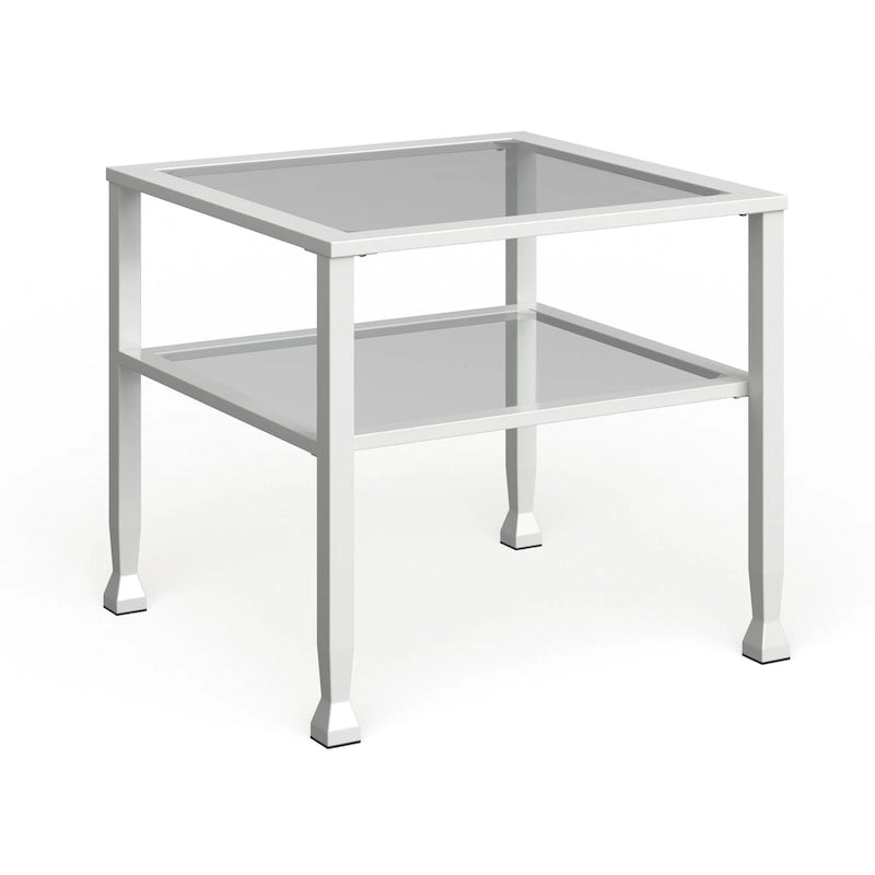 Two-Tier Metal & Glass Cocktail Table with Shelf
