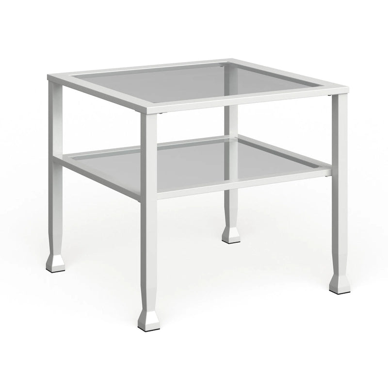 Two-Tier Metal & Glass Cocktail Table with Shelf
