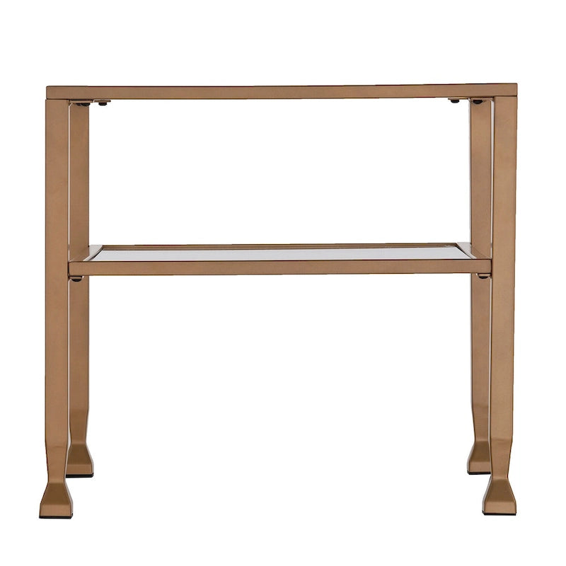 Two-Tier Metal & Glass Cocktail Table with Shelf
