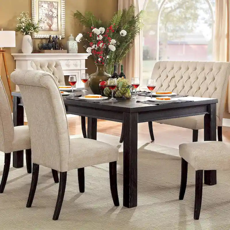  Tays Contemporary Black Solid Wood Dining Table