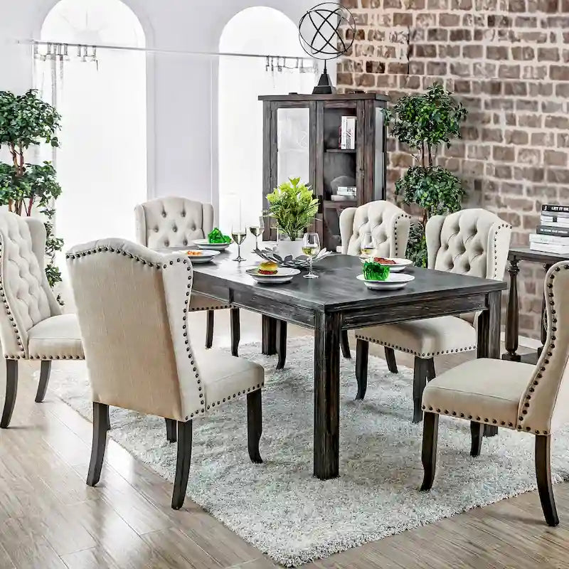 Rectangular Solid Wood Dining Table – Antique Black