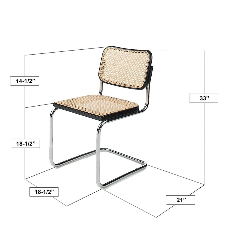 Cane Dining Chair in Chrome and Honey Oak