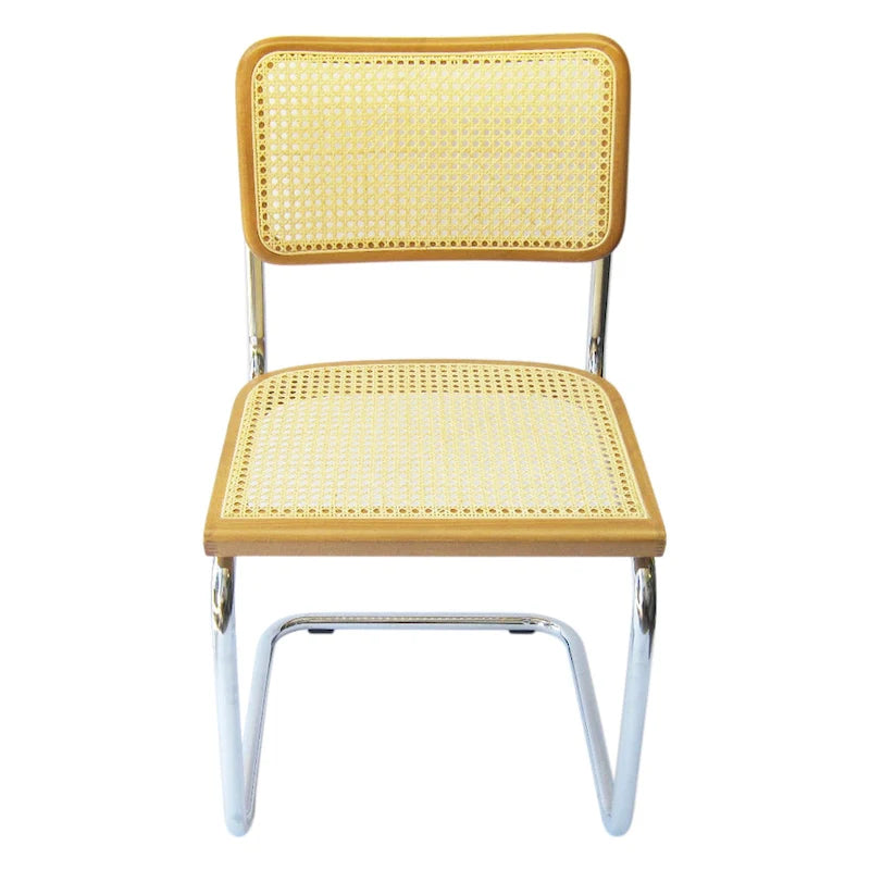 Cane Dining Chair in Chrome and Honey Oak