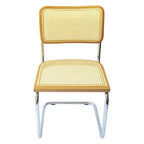 Cane Dining Chair in Chrome and Honey Oak