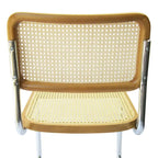 Cane Dining Chair in Chrome and Honey Oak
