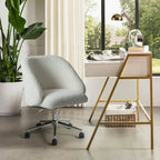 Boucle Swivel Office Chair with Rolling Wheels