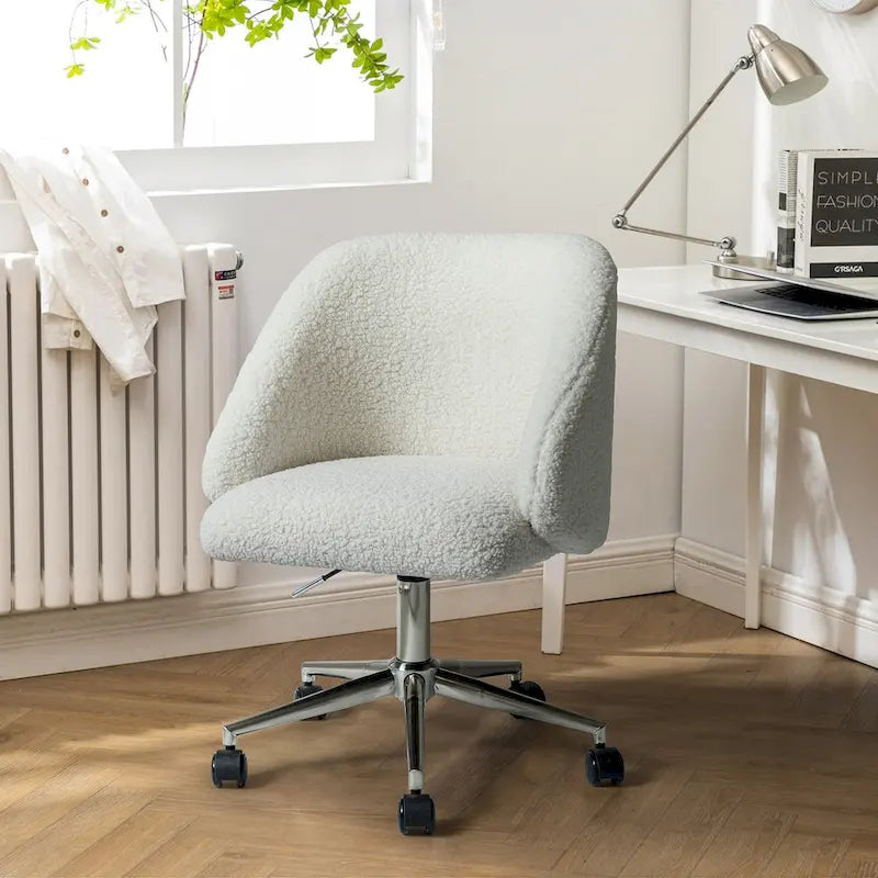 Joah Modern Boucle 360 Swivel Height Adjustable Swivel Office Chair with Rolling Wheels by  - N/A