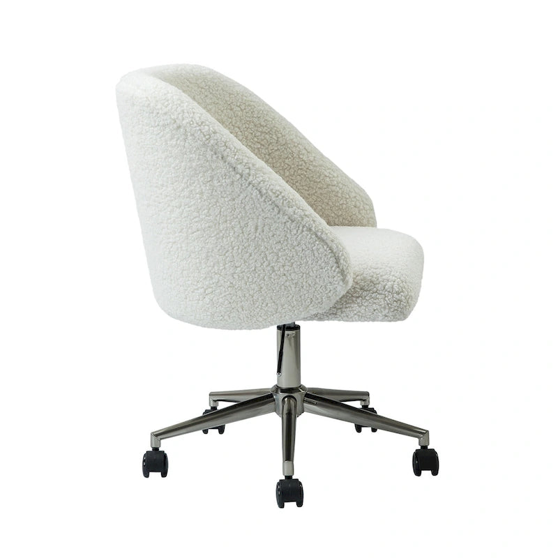 Boucle Swivel Office Chair with Rolling Wheels