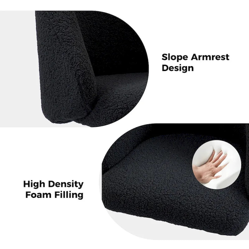 Boucle Swivel Office Chair with Rolling Wheels