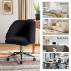 Boucle Swivel Office Chair with Rolling Wheels