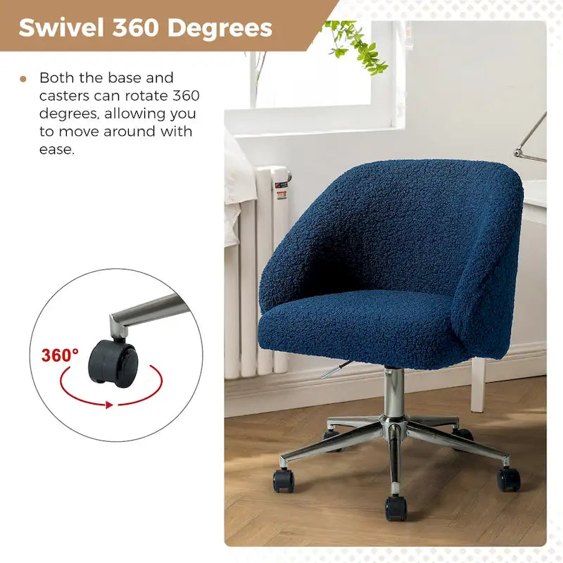 Boucle Swivel Office Chair with Rolling Wheels