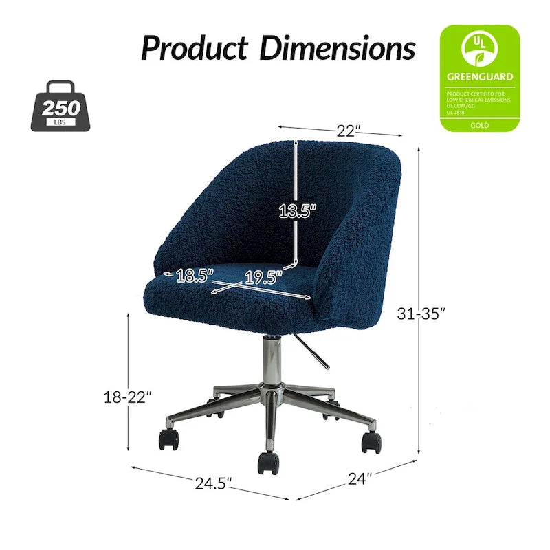 Boucle Swivel Office Chair with Rolling Wheels