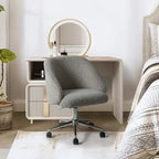 Boucle Swivel Office Chair with Rolling Wheels