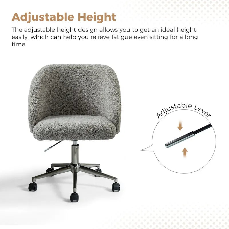Boucle Swivel Office Chair with Rolling Wheels
