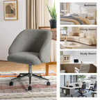 Boucle Swivel Office Chair with Rolling Wheels
