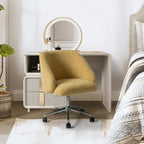 Boucle Swivel Office Chair with Rolling Wheels