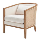 Linen Accent Arm Chair with Rattan Frame