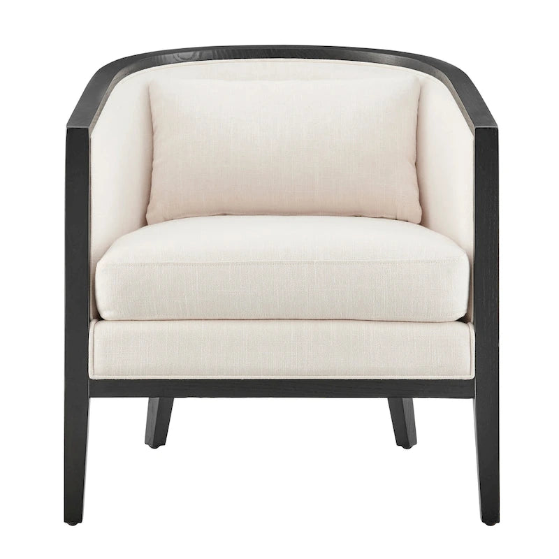 Linen Accent Arm Chair with Rattan Frame