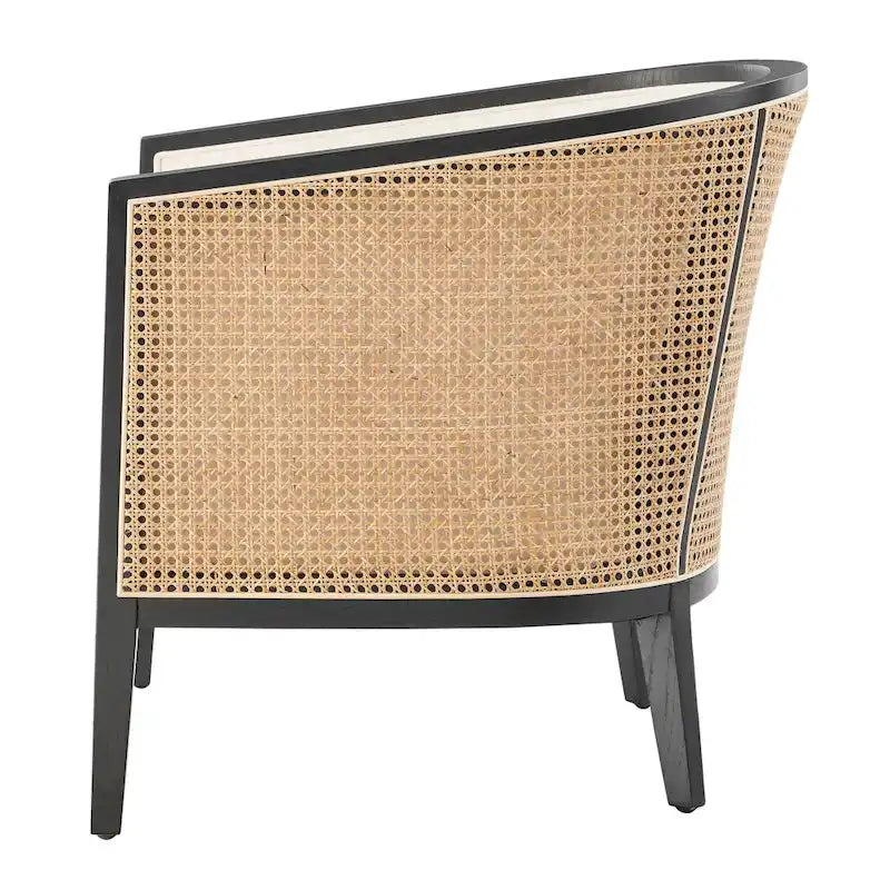 Linen Accent Arm Chair with Rattan Frame