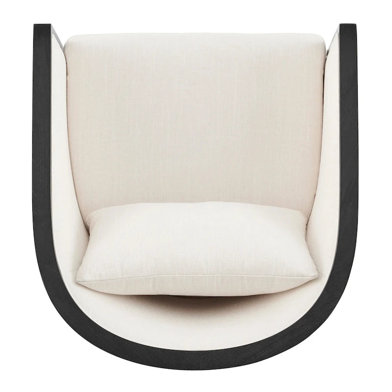 Linen Accent Arm Chair with Rattan Frame